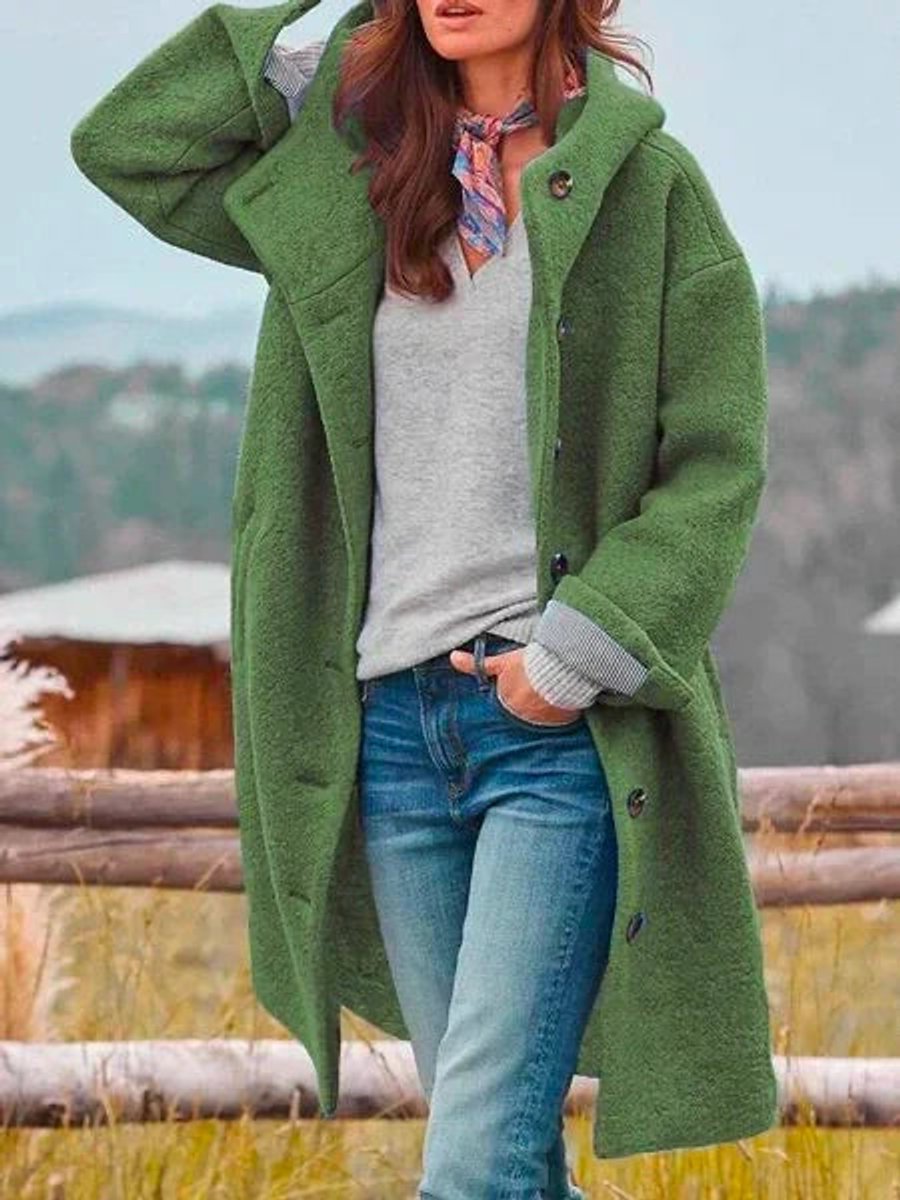 Eleanor | Longline Hooded Button Front Coat