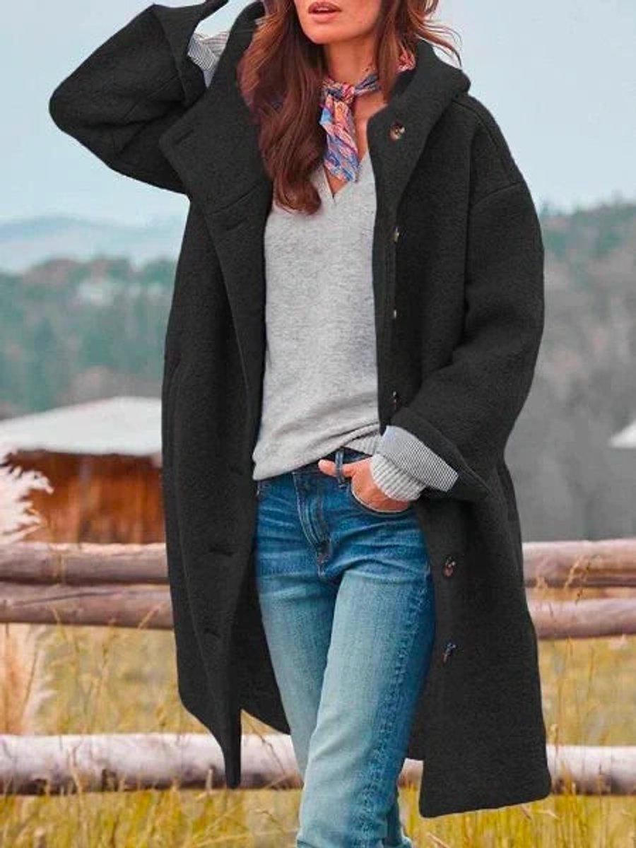 Eleanor | Longline Hooded Button Front Coat