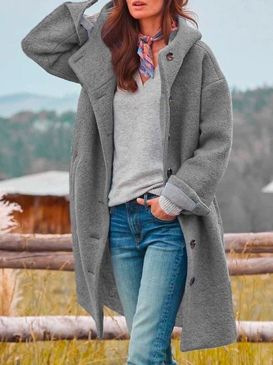 Eleanor | Longline Hooded Button Front Coat