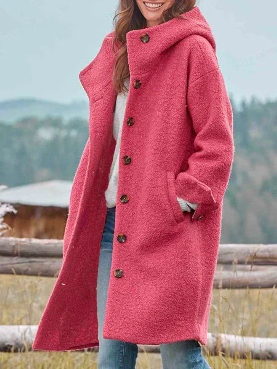 Eleanor | Longline Hooded Button Front Coat