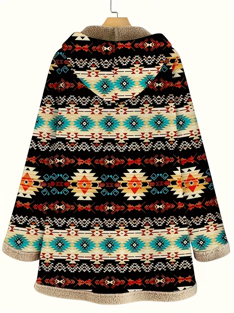 Sableen | Hooded Aztec Longline Cardigan