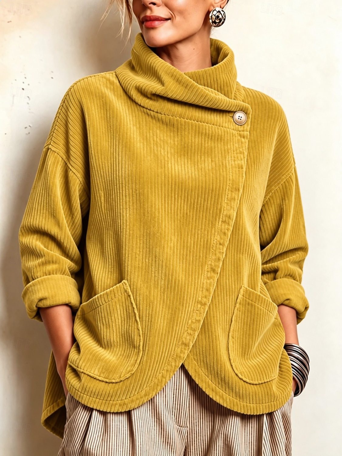 Julienna | Asymmetric Wrap Corduroy Cardigan