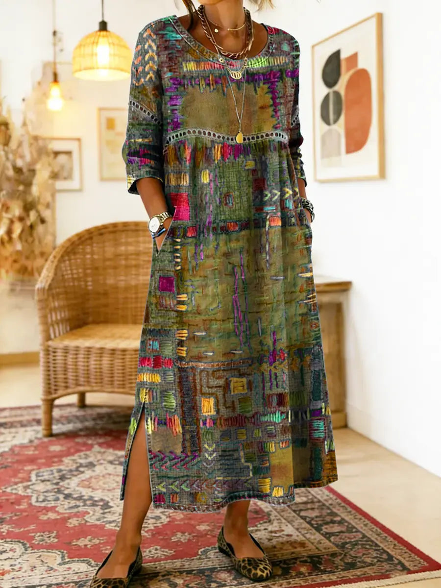 Alina | Ethnic Patchwork Maxi Dress