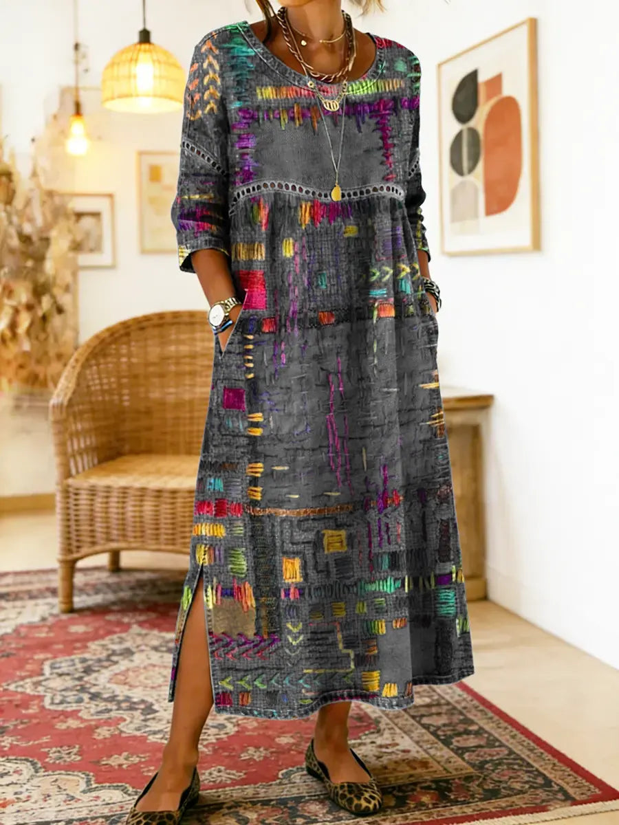 Alina | Ethnic Patchwork Maxi Dress