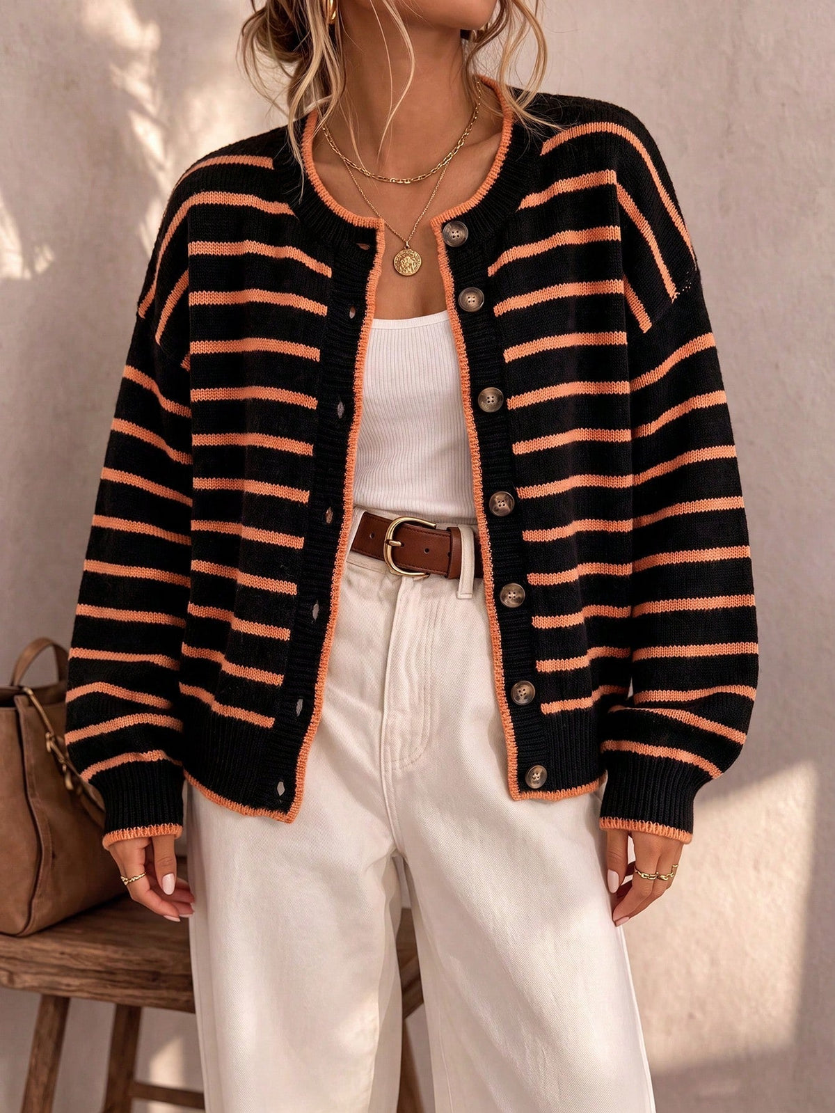 Astrid | Striped Knit Cardigan with Pockets