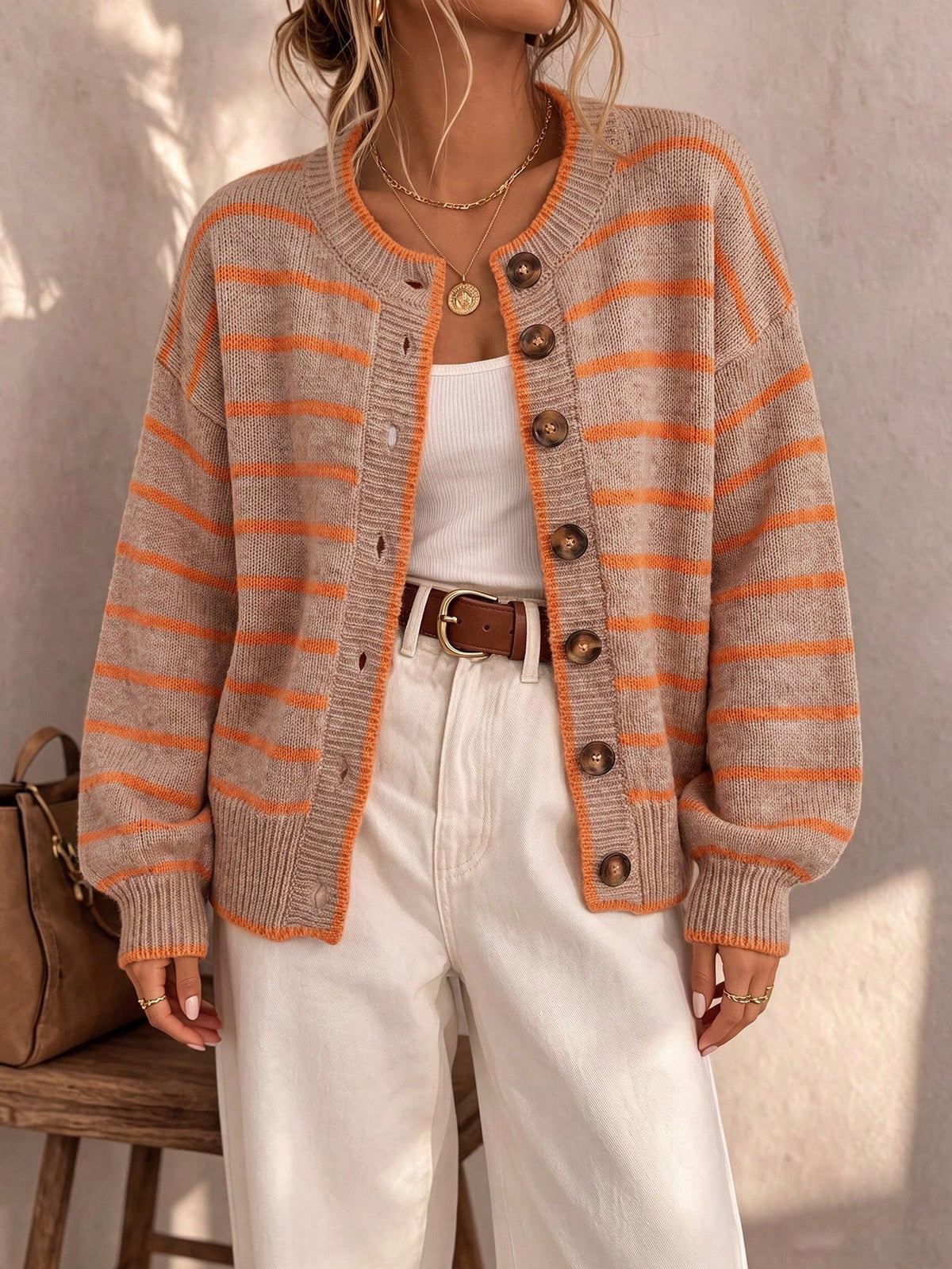Astrid | Striped Knit Cardigan with Pockets