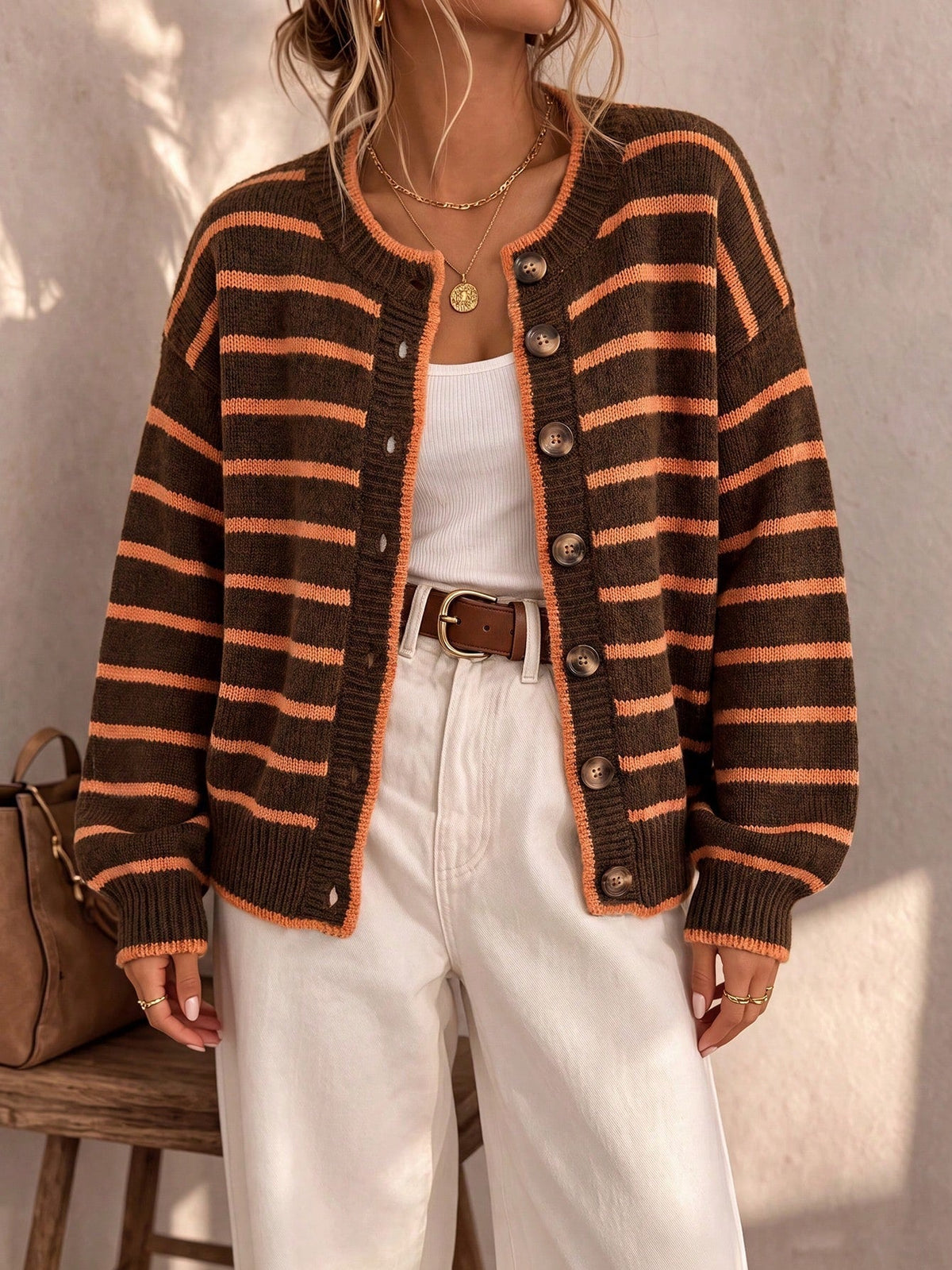 Astrid | Striped Knit Cardigan with Pockets