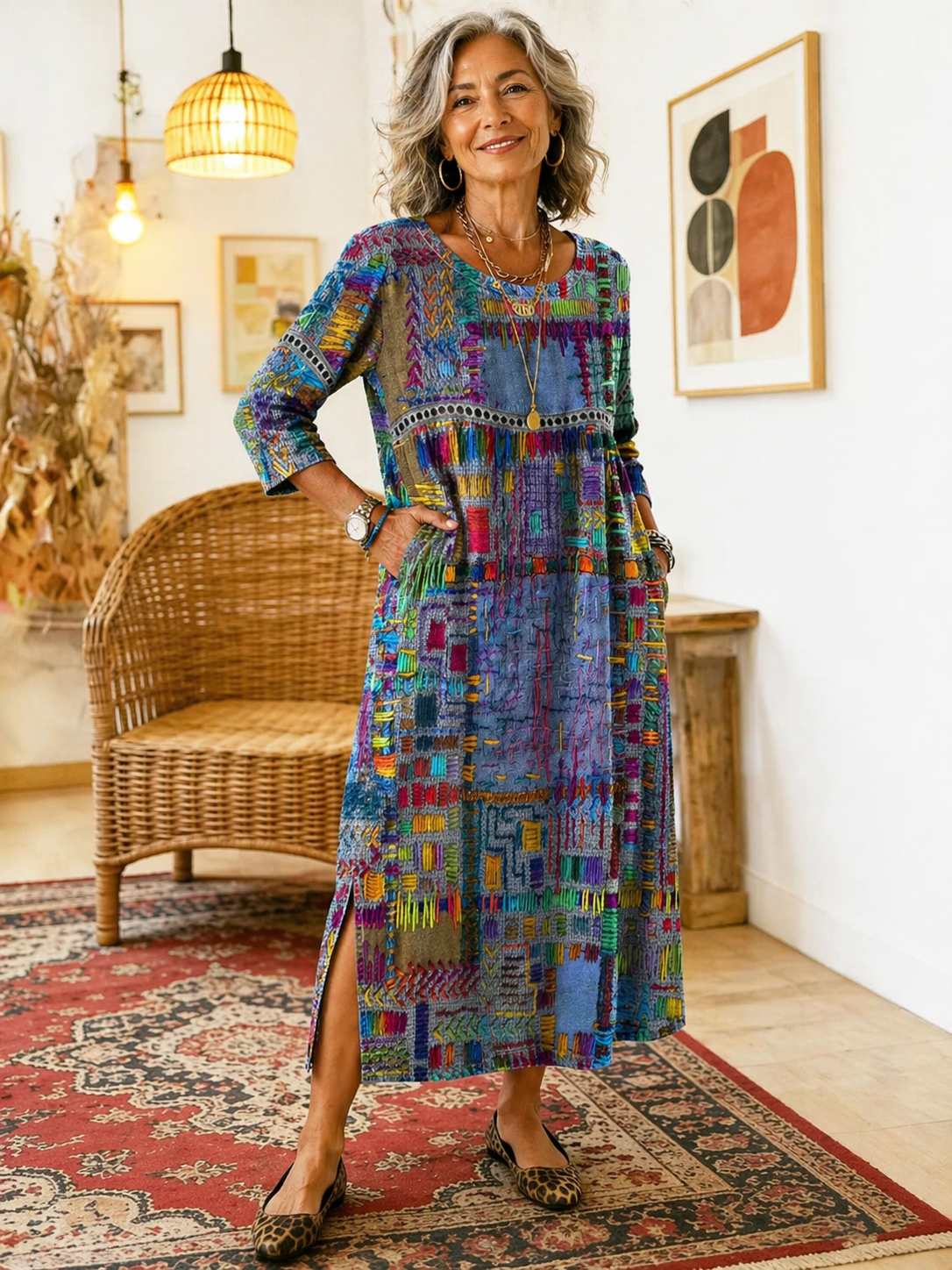 Alina | Ethnic Patchwork Maxi Dress