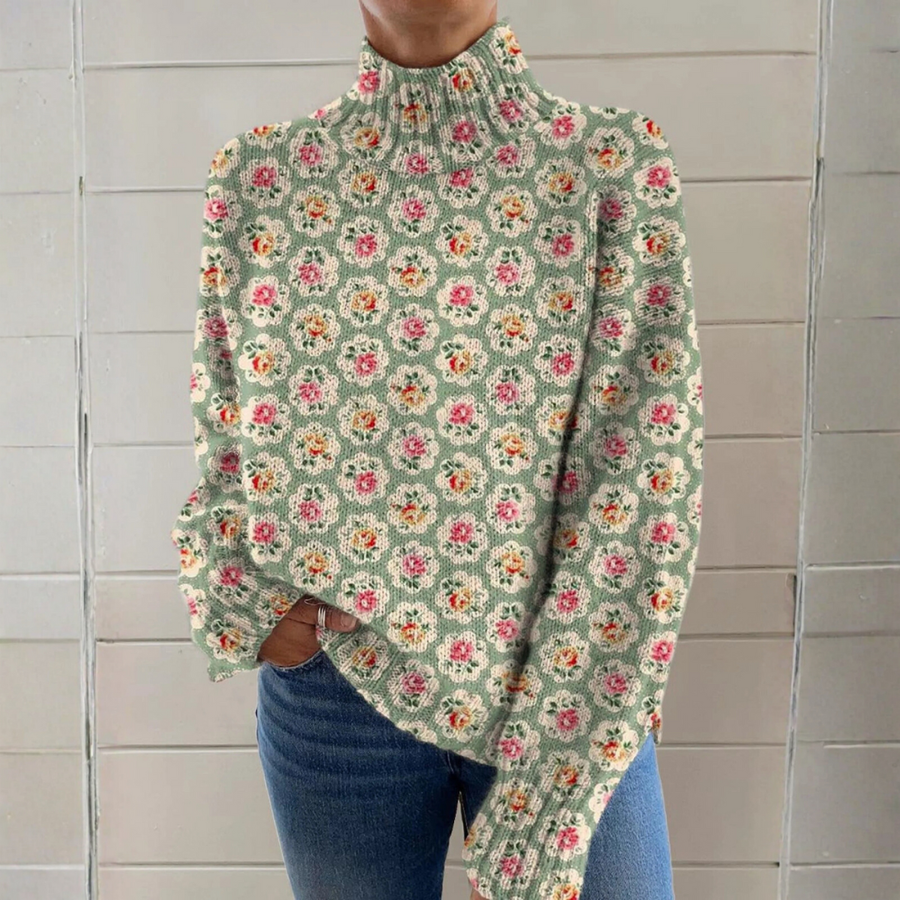 Caroline | Floral Turtleneck Sweater