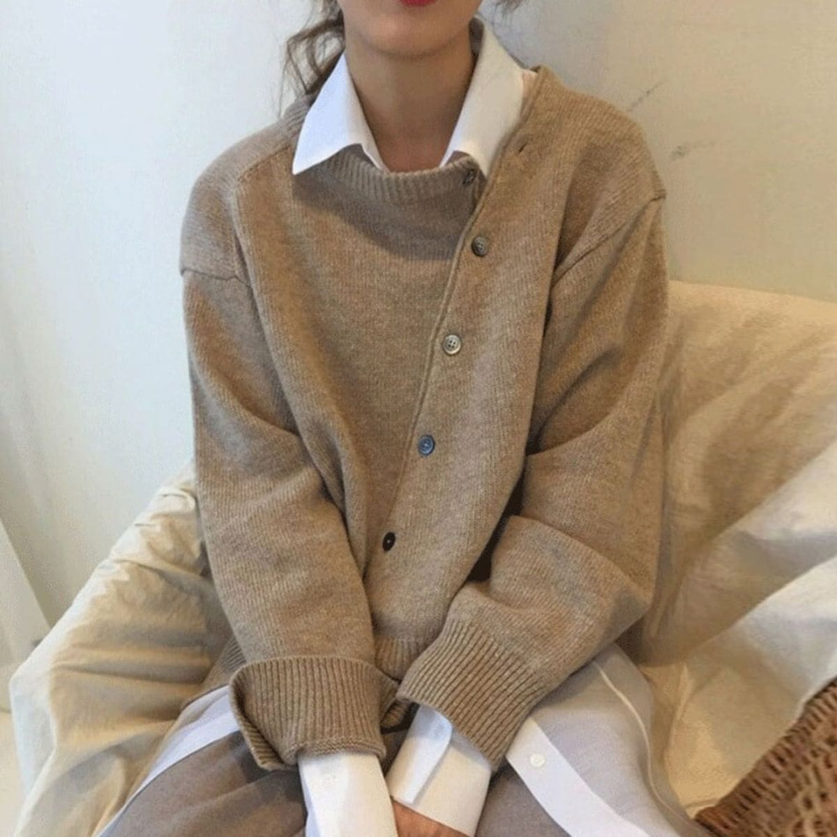 Elena | Asymmetric Button Cardigan