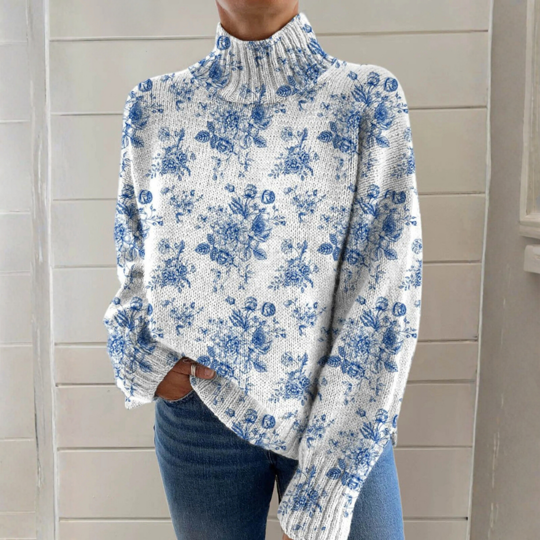 Hannah | Floral Turtleneck Sweater