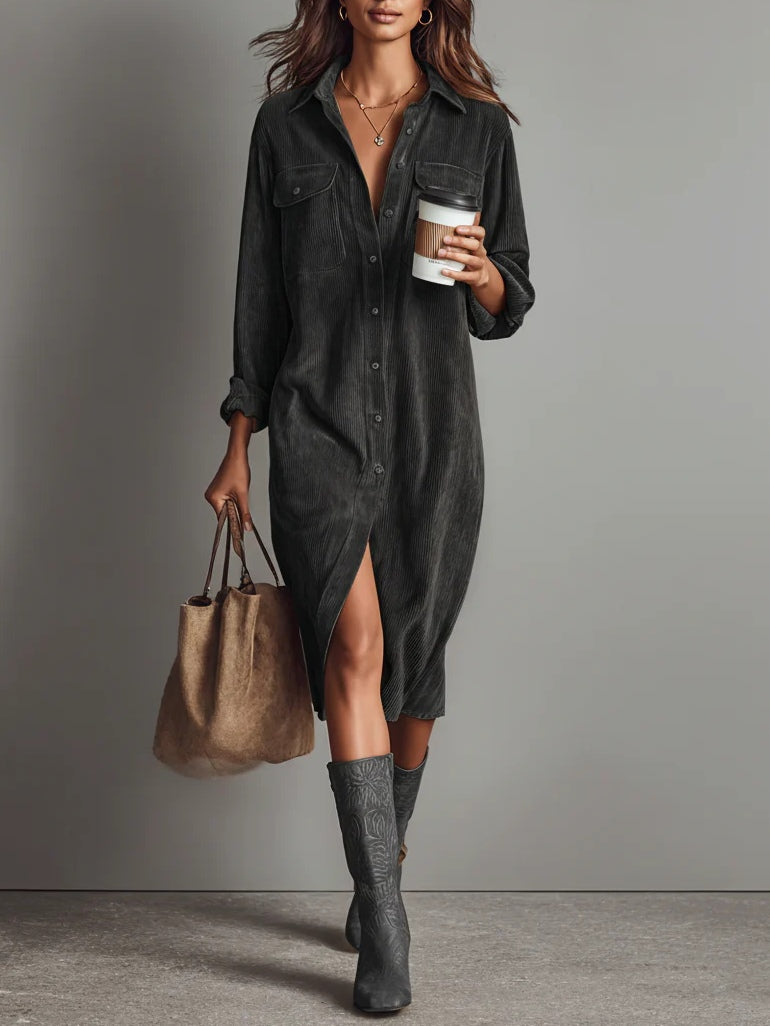 Averlina | Ribbed Midi Dress With Pockets