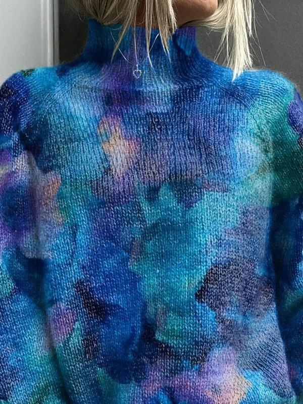 Mia | Abstract Floral Turtleneck Sweater