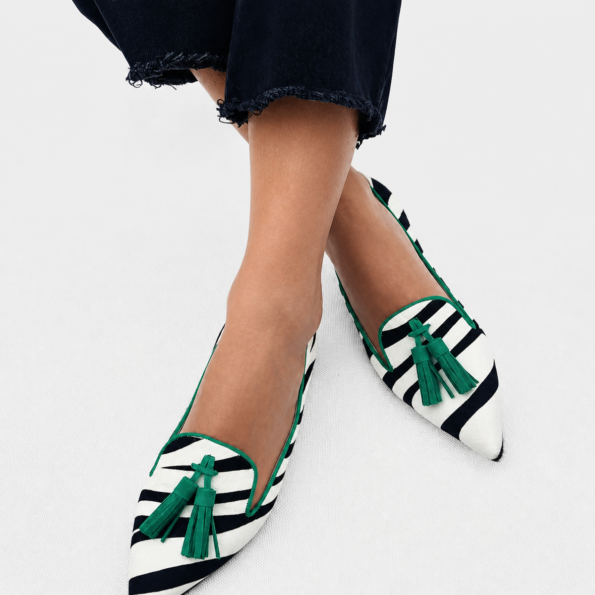Riane | Green Zebra Loafers