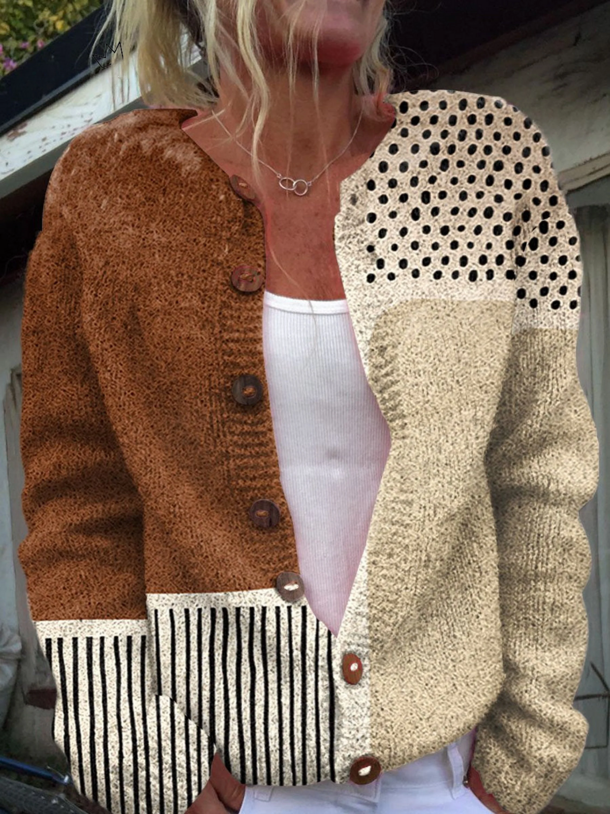 Margery | Color Block Button Front Cardigan