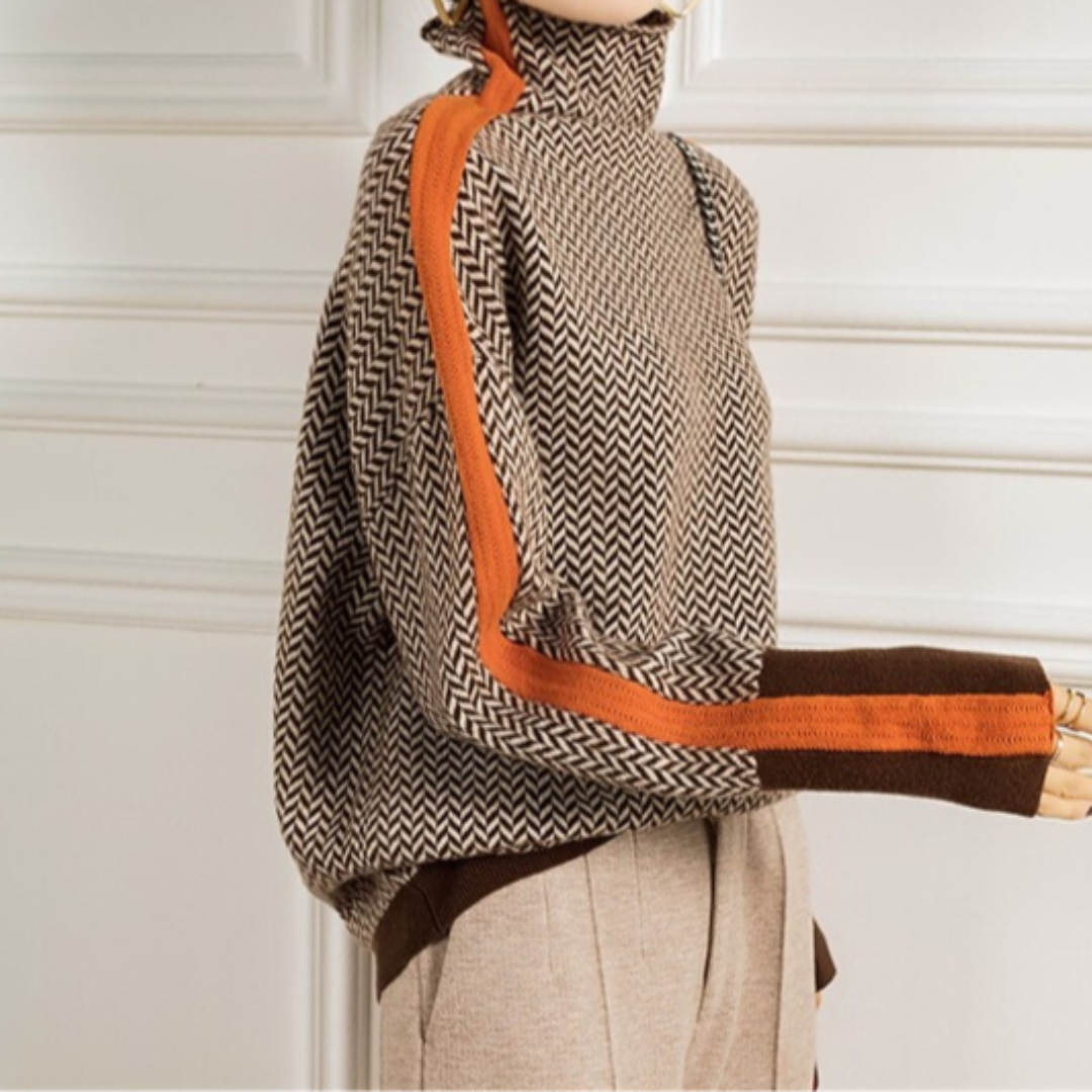 Bianca | Herringbone Luxe Turtleneck