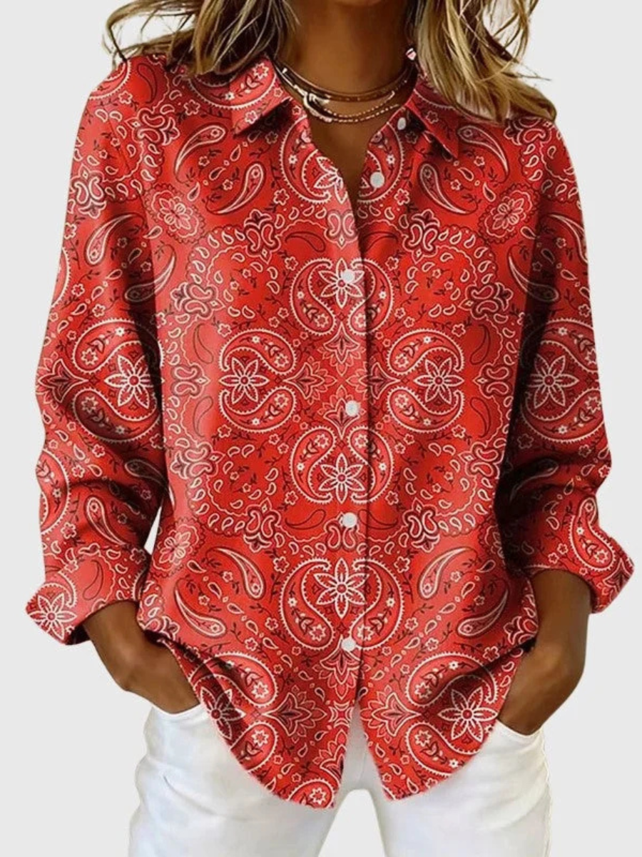 Katarina | Paisley Print Button Up Blouse