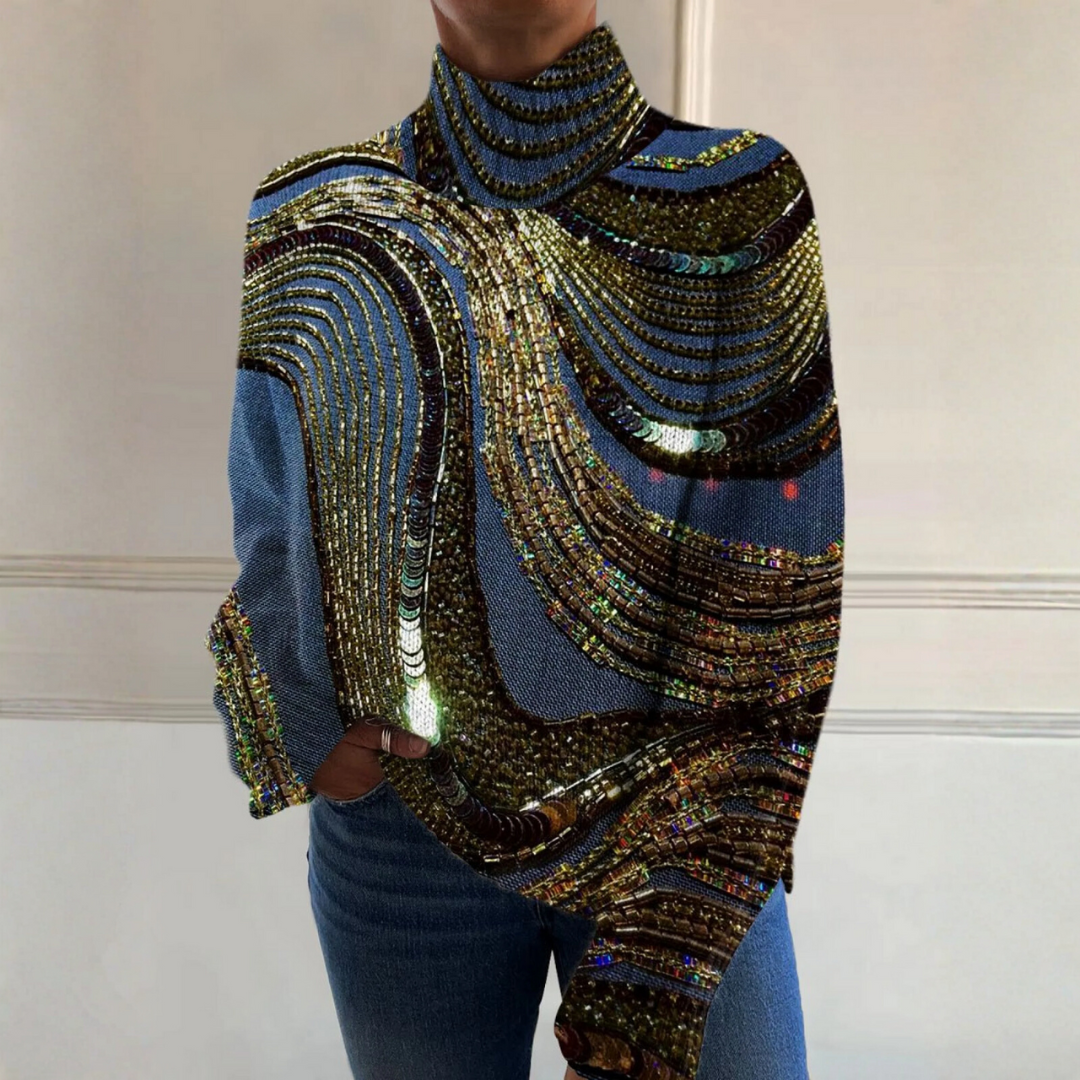 Natalie | Luxury Beaded Turtleneck Sweater