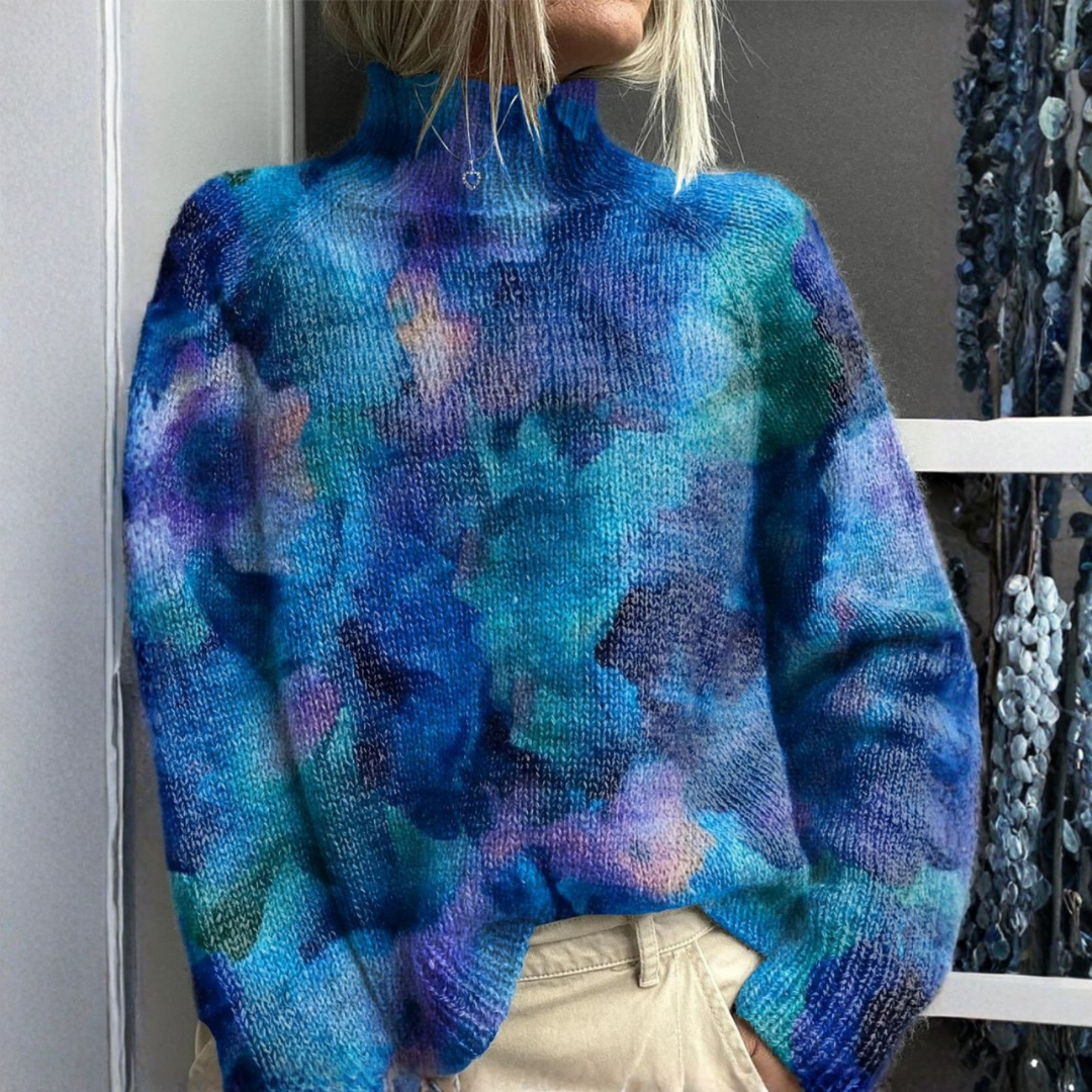 Mia | Abstract Floral Turtleneck Sweater