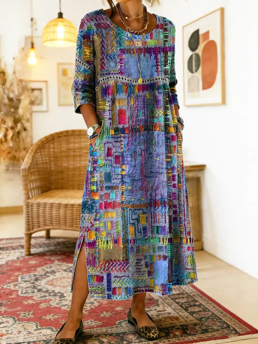 Alina | Ethnic Patchwork Maxi Dress