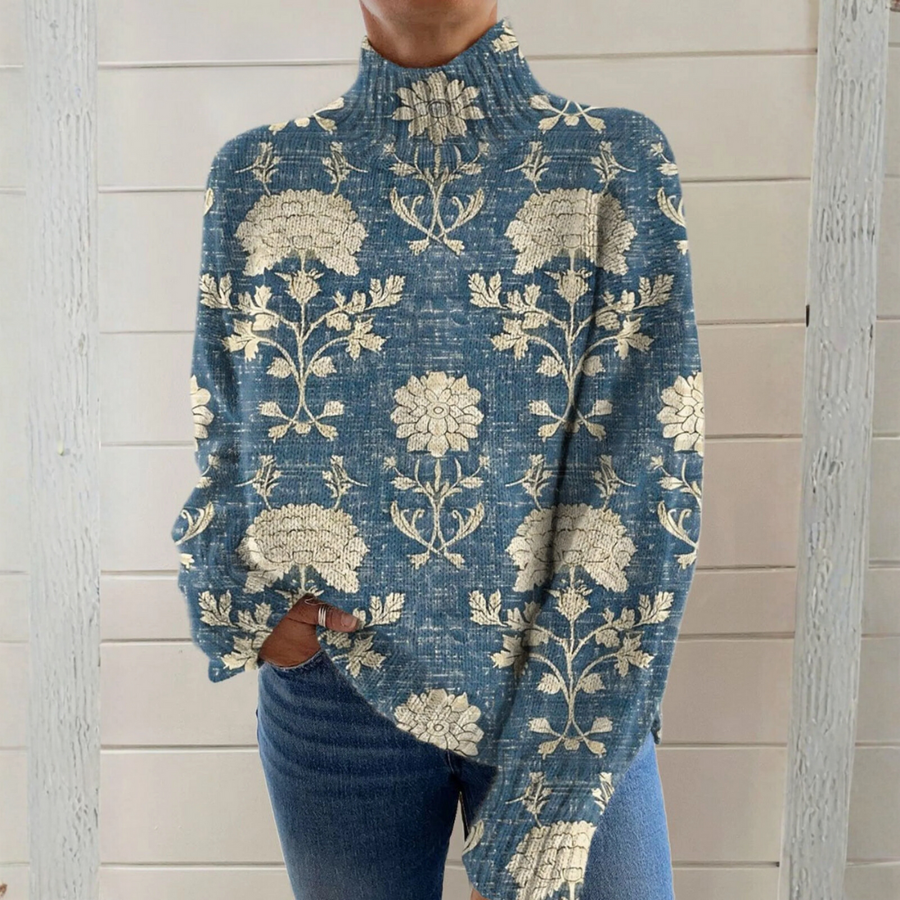 Addison | Vintage Floral Turtleneck Sweater