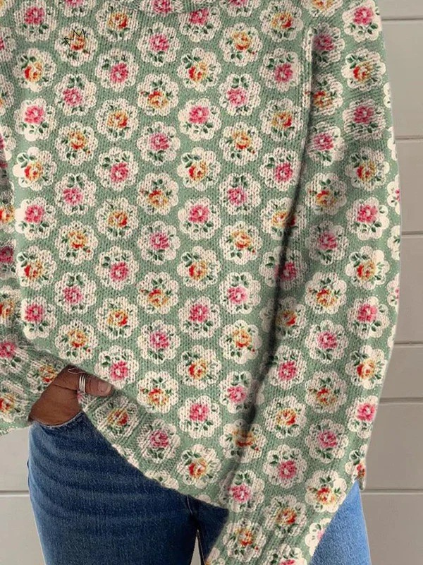 Caroline | Floral Turtleneck Sweater