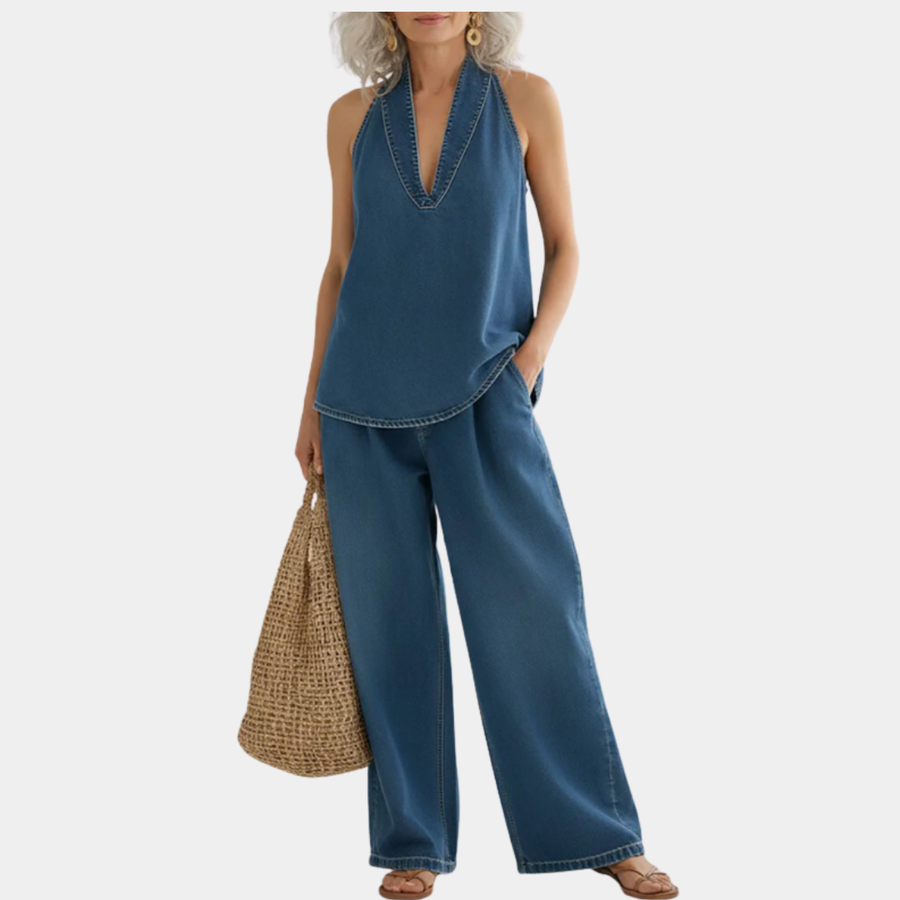 Lena | Halter Denim Set