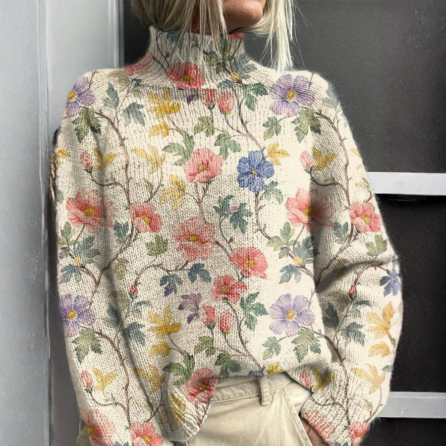 Lucy | Floral Turtleneck Sweater