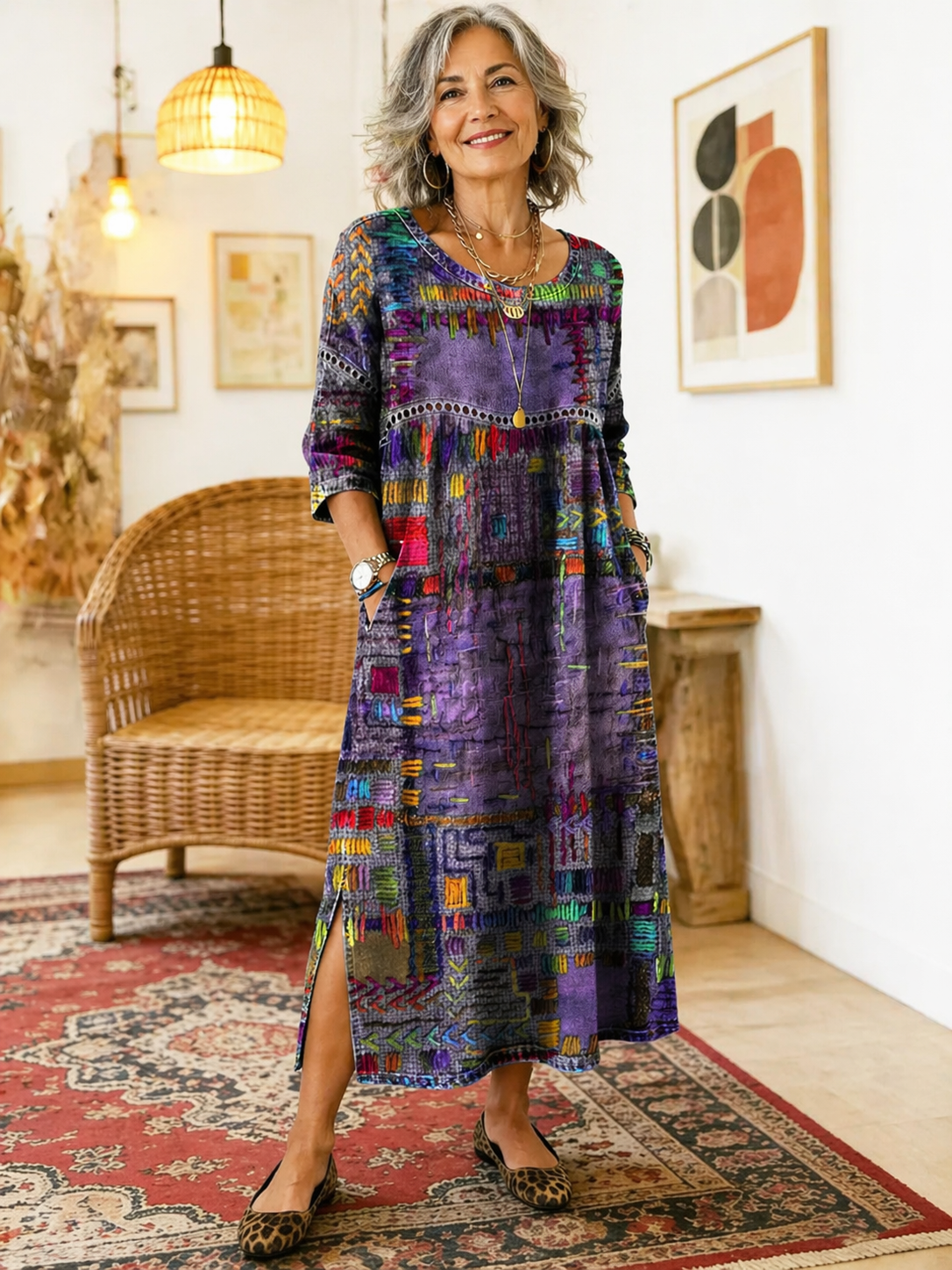 Alina | Ethnic Patchwork Maxi Dress