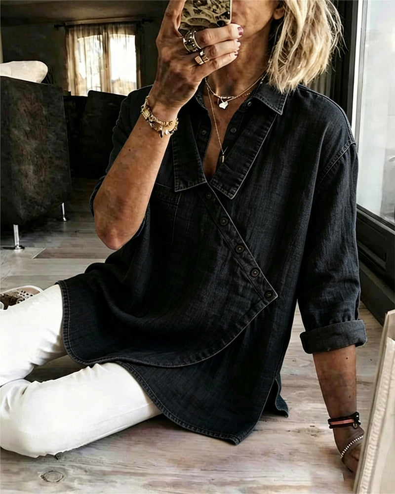 Veronica | Denim Button Up Blouse