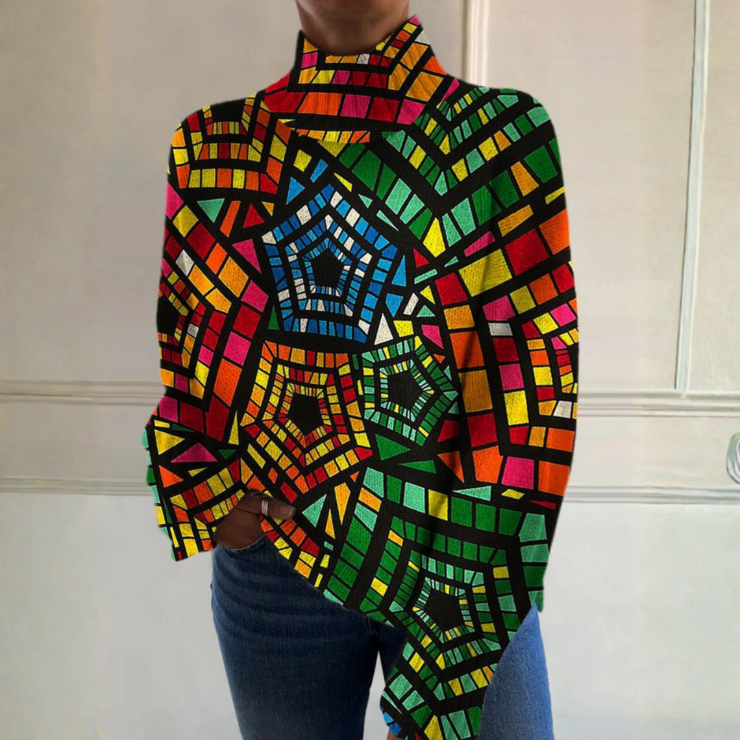 Layla | Retro Geometric Turtleneck