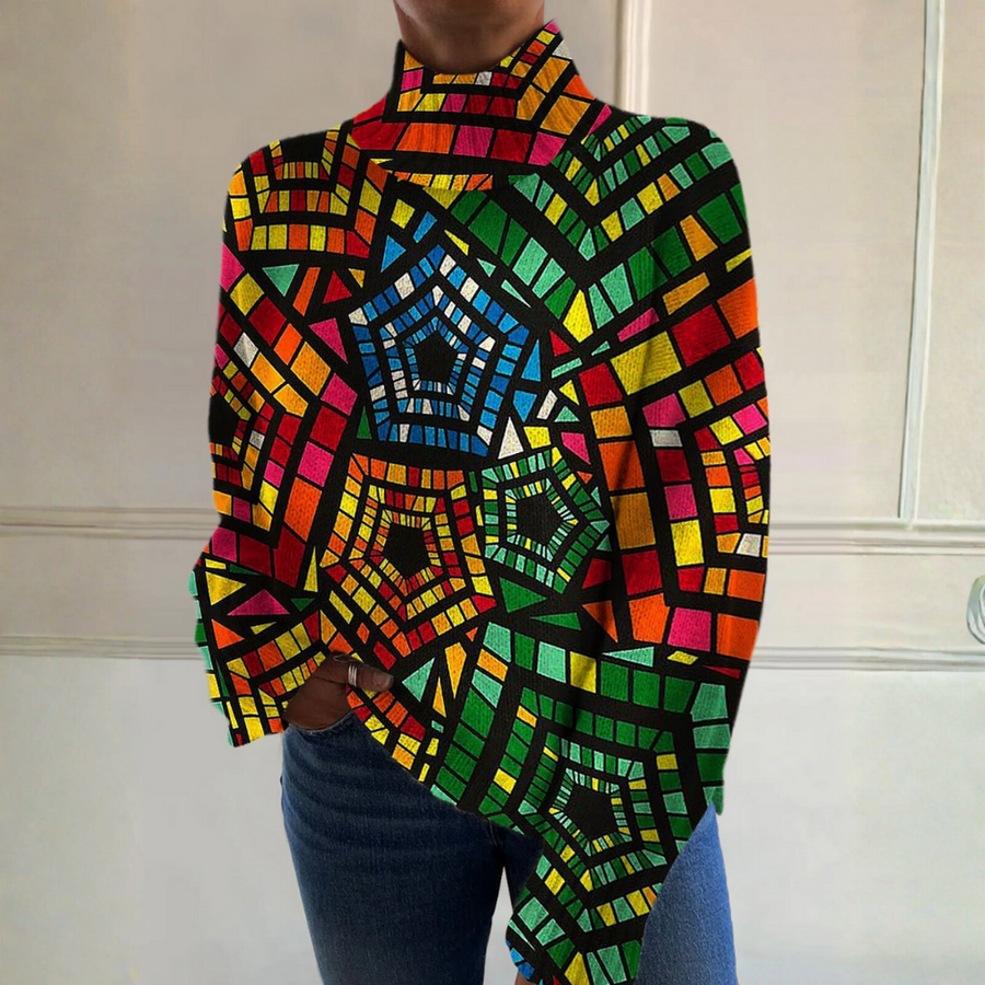 Layla | Retro Geometric Turtleneck