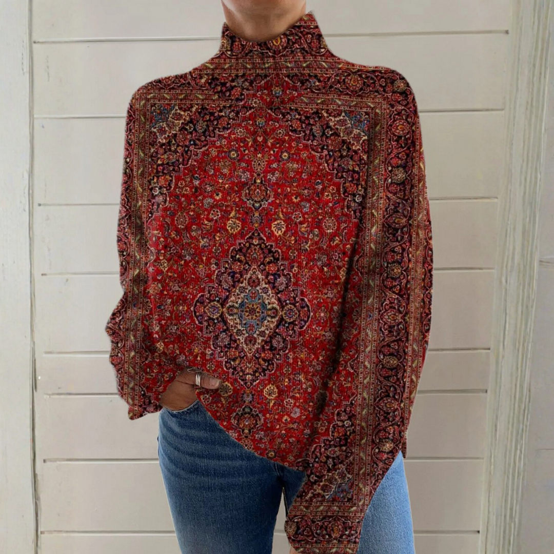 Chloe | Vintage Print Turtleneck Sweater