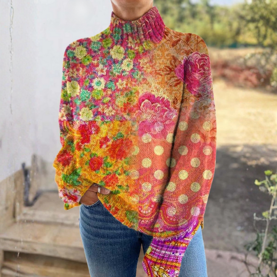 Madison | Floral Polka Dot Turtleneck Sweater