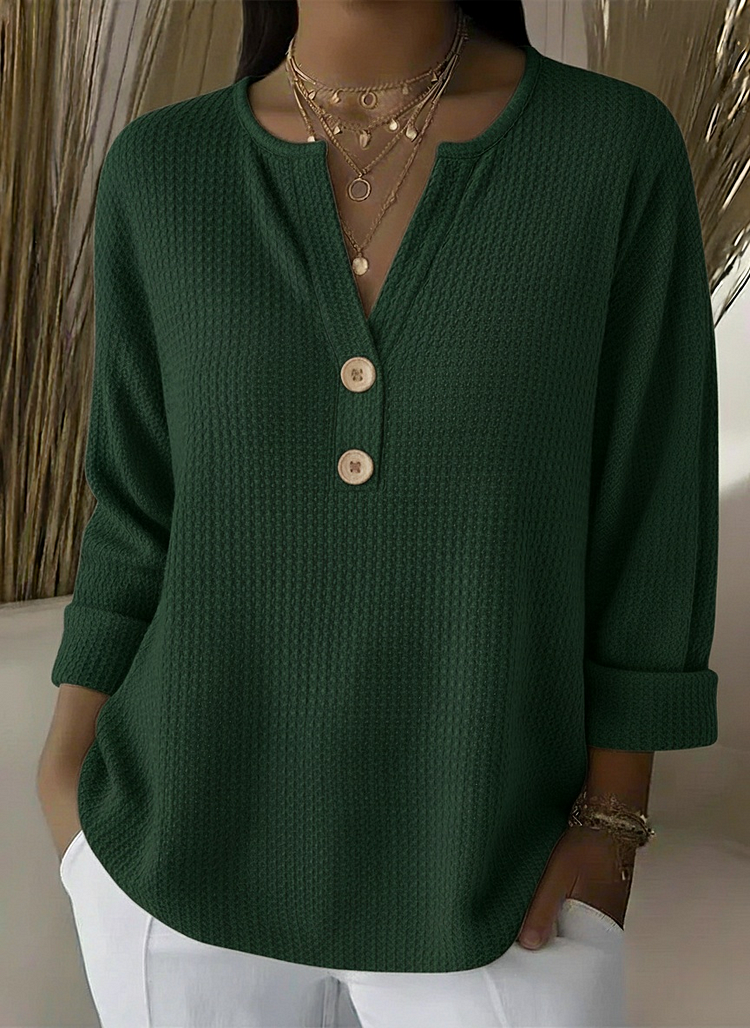 Amabile | Textured Henley Knit Top with Buttons