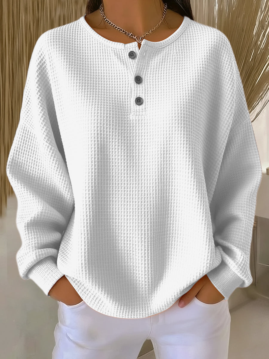 Vincenza | Textured Henley Sweatshirt