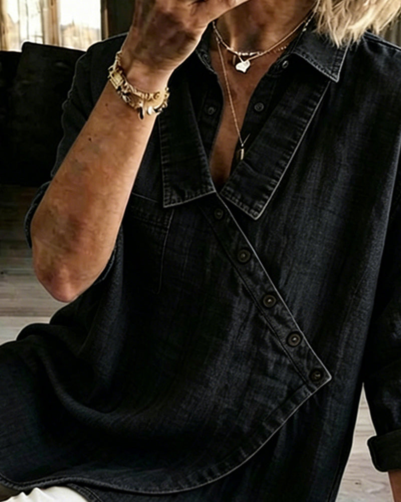 Veronica | Denim Button Up Blouse
