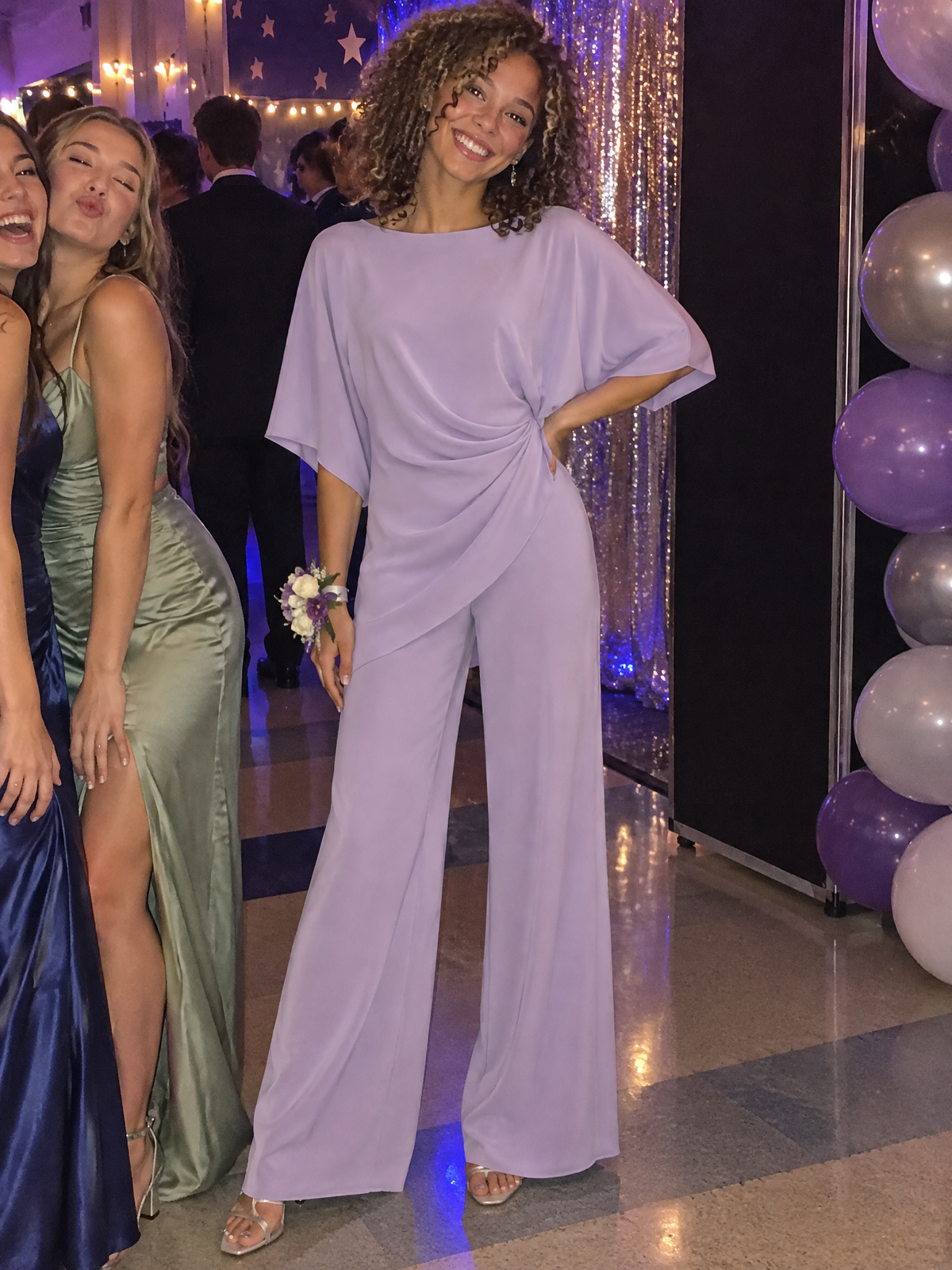 Loretta | Draped Blouse & Wide-Leg Pants Set