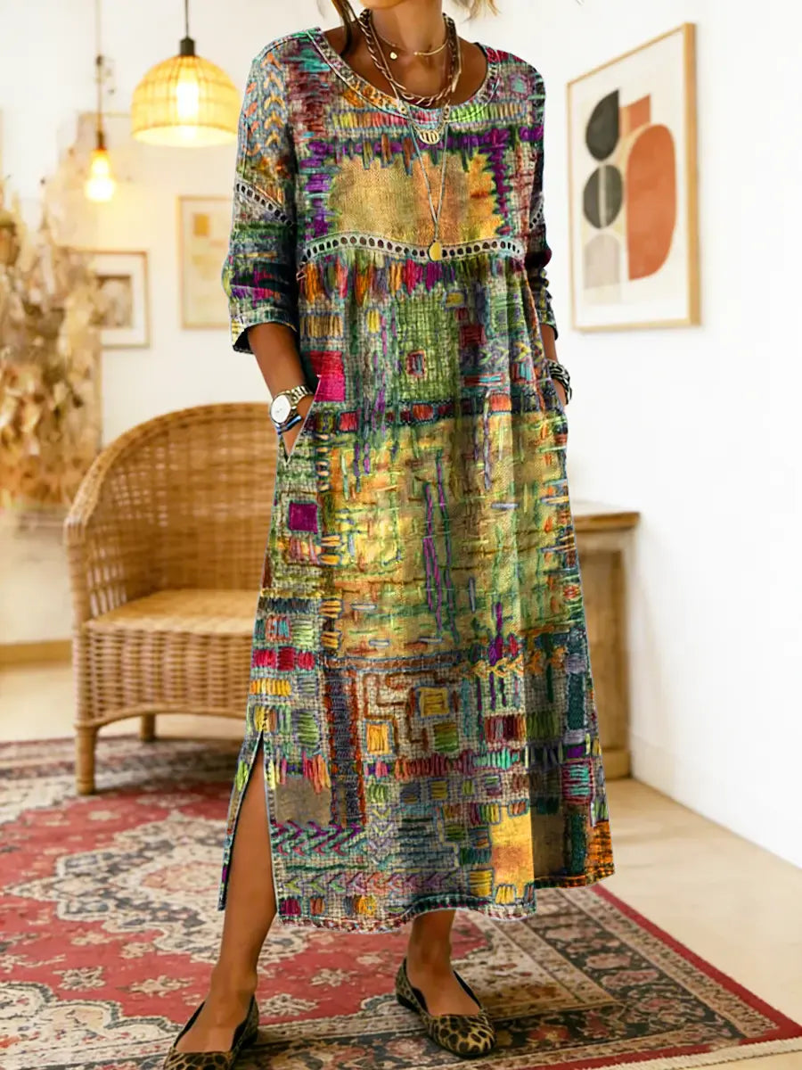 Alina | Ethnic Patchwork Maxi Dress