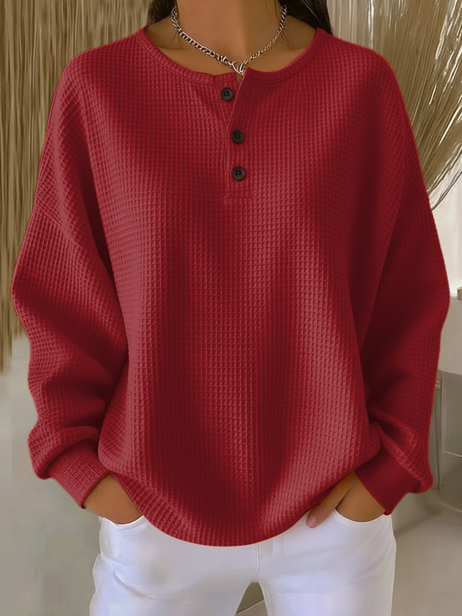 Vincenza | Textured Henley Sweatshirt