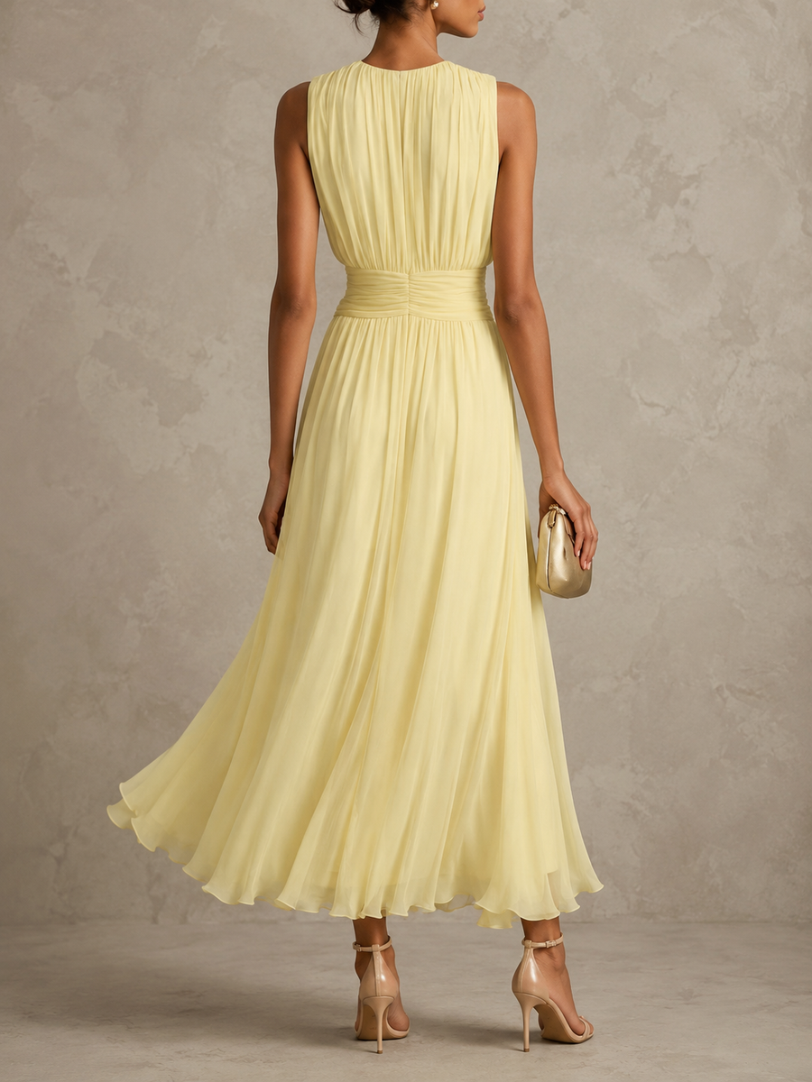 June | Ruched Waist Sleeveless Maxi Dress