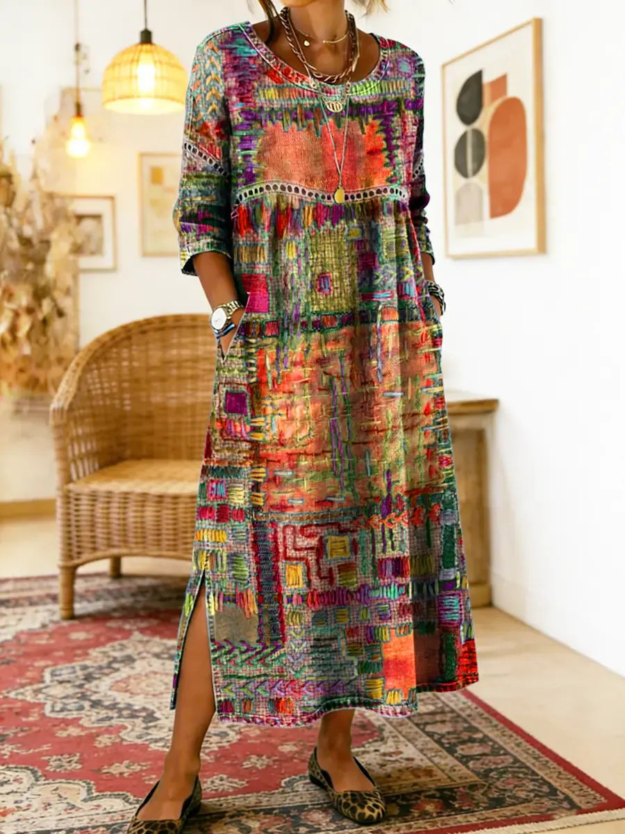 Alina | Ethnic Patchwork Maxi Dress