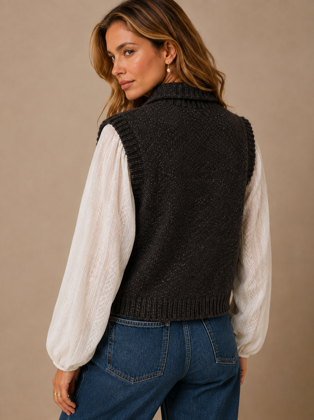 Charlotte | Textured Toggle Knit Vest