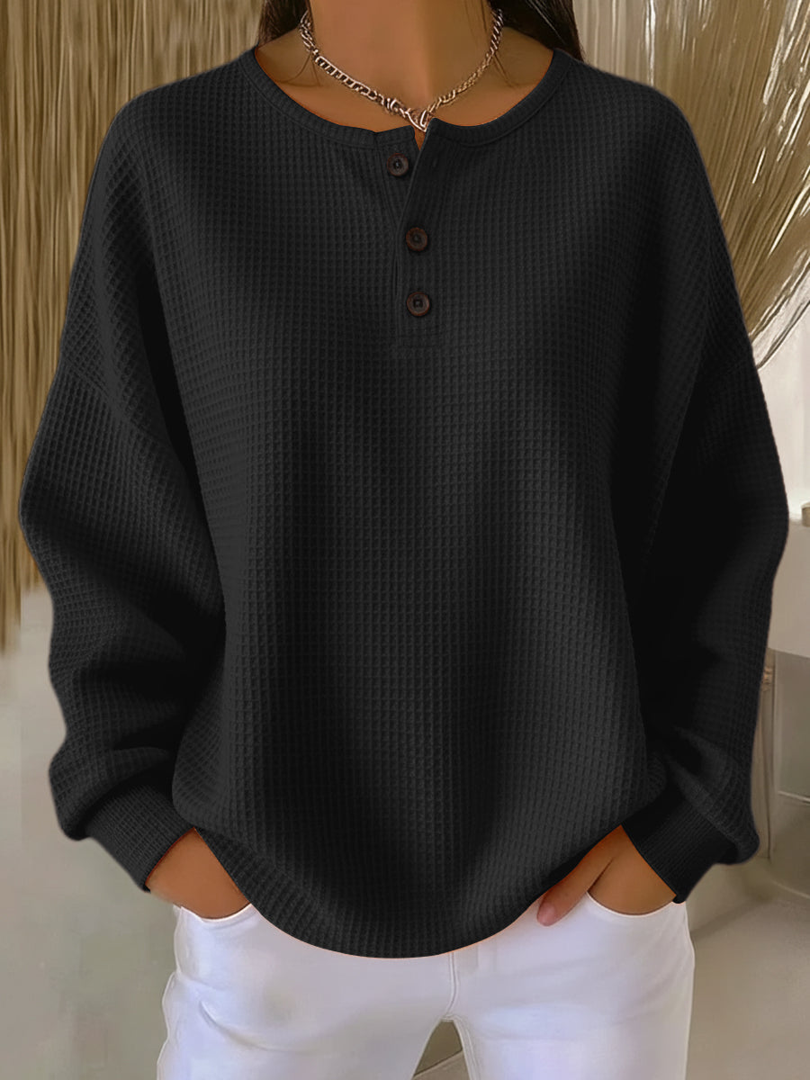 Vincenza | Textured Henley Sweatshirt