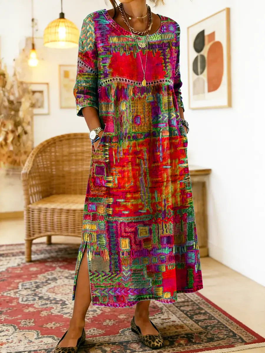 Alina | Ethnic Patchwork Maxi Dress