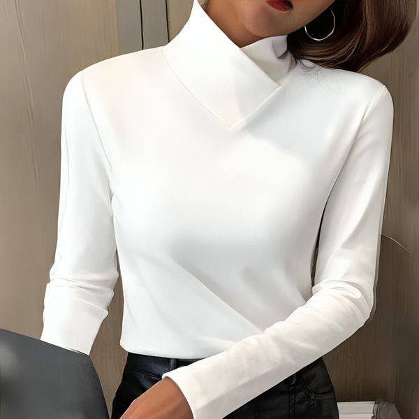 Rosemarie | Draped V Neck Turtleneck Top