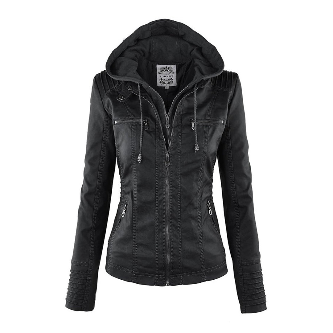 Cosima | Hooded Zip Up Moto Jacket