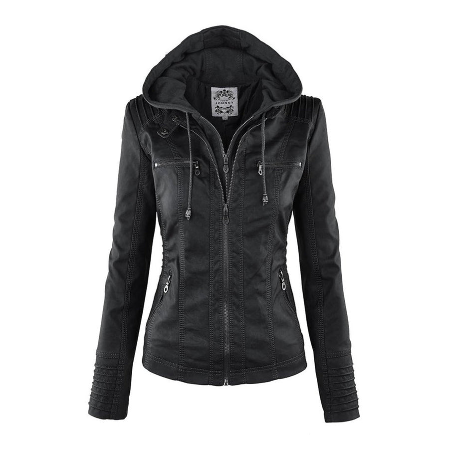 Cosima | Hooded Zip Up Moto Jacket