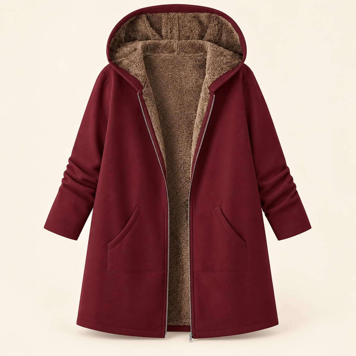 Evelyn | Cozy Sherpa Lined Hooded Coat