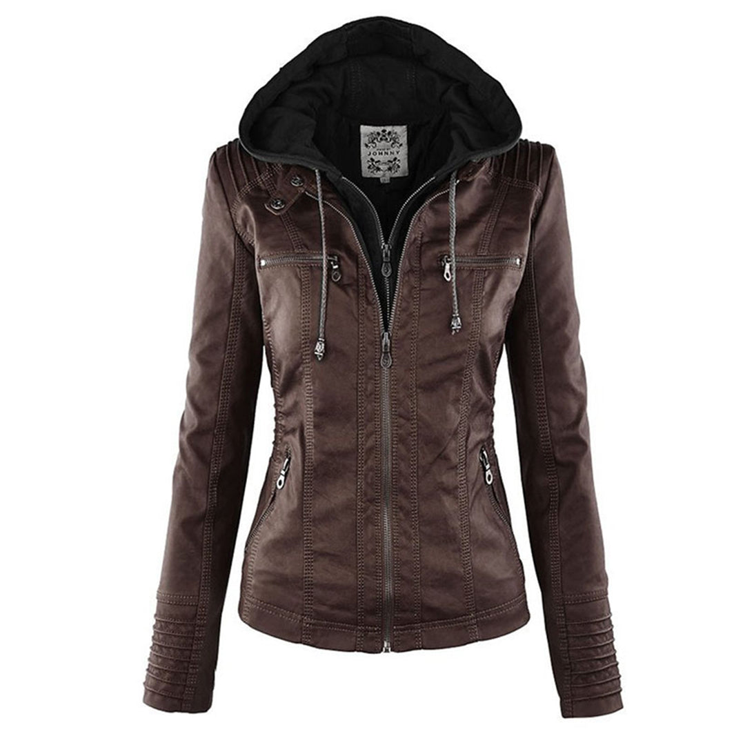 Cosima | Hooded Zip Up Moto Jacket
